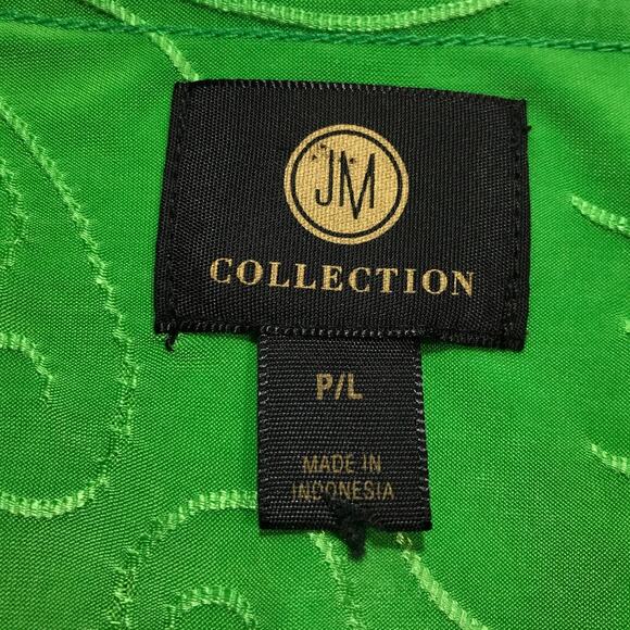 JM Collection Green Floral Textured Round Neck ¾ Sleeve Women Blouse PL - Picture 4 of 7